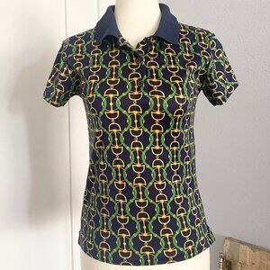 Vintage Y2K Horse Bridal-Bit Print Polo Tee size XS